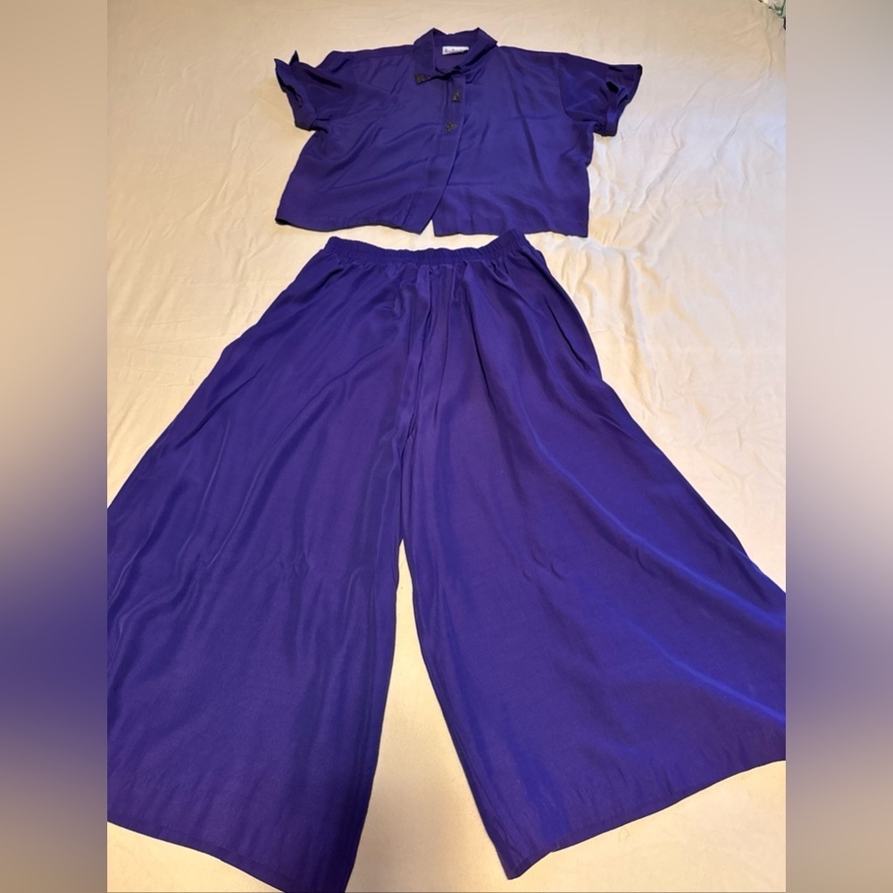 Vintage Nina Piccalino Deep Purple Wide Leg Pants & Top Set